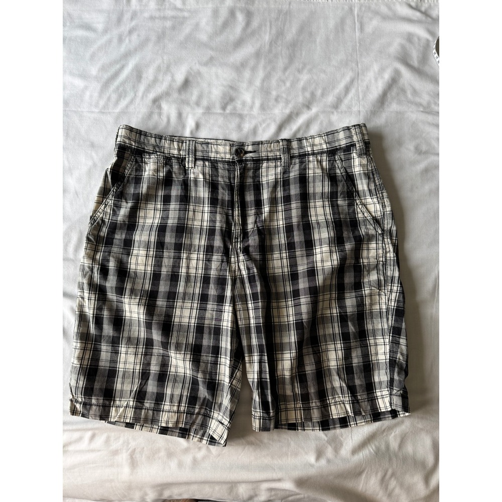 Tommy Hilfiger Mens Black White Plaid Shorts 38 Preppy Classic Casual Summer Y2K